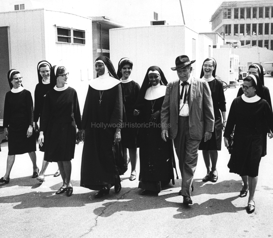 Gunsmoke 1971 CBS Studios Milburn Stone shows Nuns around the lot wm.jpg